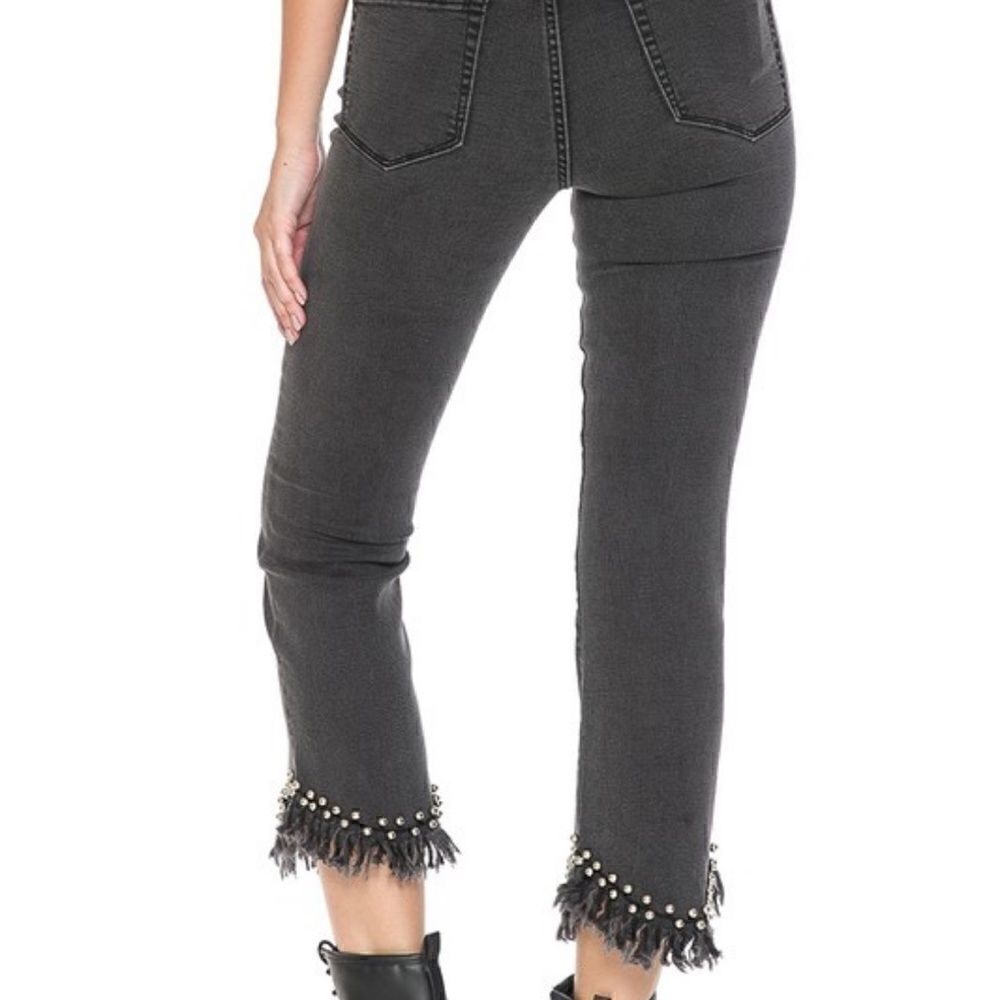Kick Flare Jeans with Fringe and Studs - Picture 6 of 6